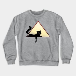 black lounging cat in geometric triangle design art Crewneck Sweatshirt